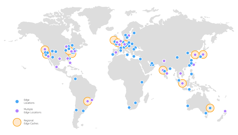 Emplacements des Edge Locations au niveau mondial