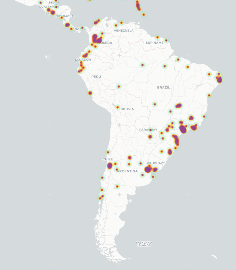 Geographical engagement in South America